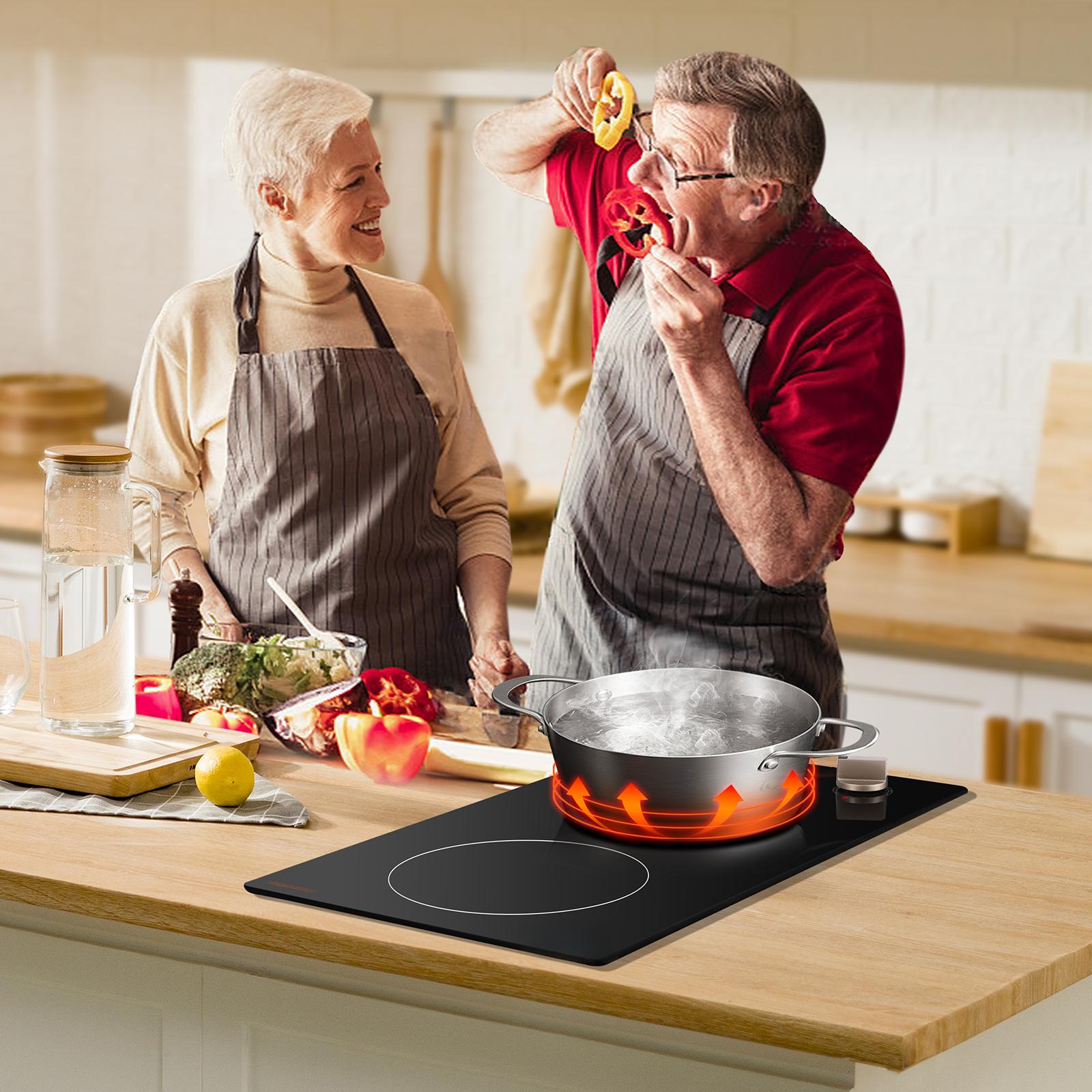 1800W 2 Burner Induction Cooktop Electric Countertop Burner Knob Control_voghion.com
